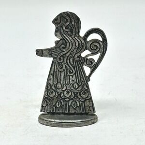 Kuhn Zinn West German Pewter Angel Girl Figurine Miniature Folk Art 2.25"